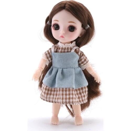 16cm BJD Dolls Toys with Clothes Accessories Mini Baby Girl Doll 13 Movable Jointed Body Fashion Dress Dolls Toy for Girls Gift