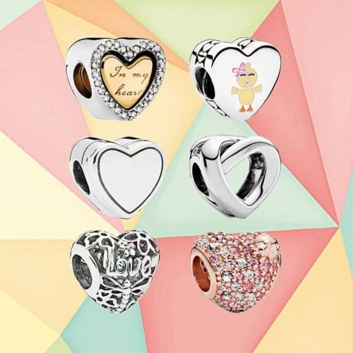 Fashion Original 1:1 New Hollow Heart-shaped Charm Heart-shaped Bead Pendant For Female Dating Diy Exquisite Jewelry Accessories