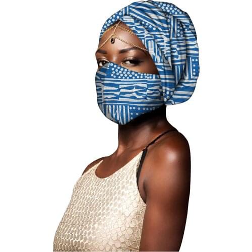 African Headwrap Hair Accessories Scarf Bonnet Ankara Wax Fabric Head Turban African Headscarf Mas k Match Print set
