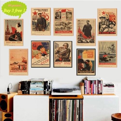 World war II Leninist political propaganda Soviet Union USSR CCCP Kraft Poster Room Decor Wall Stickers Art Painting