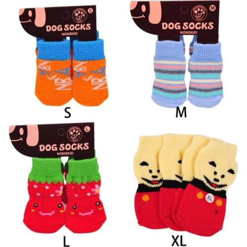 Puppy Dog Shoes Soft Pet Knits Socks Cute Cartoon Breathable Cotton Anti Slip Skid Socks For Small Dogs Sock For Dog Pet Supplie