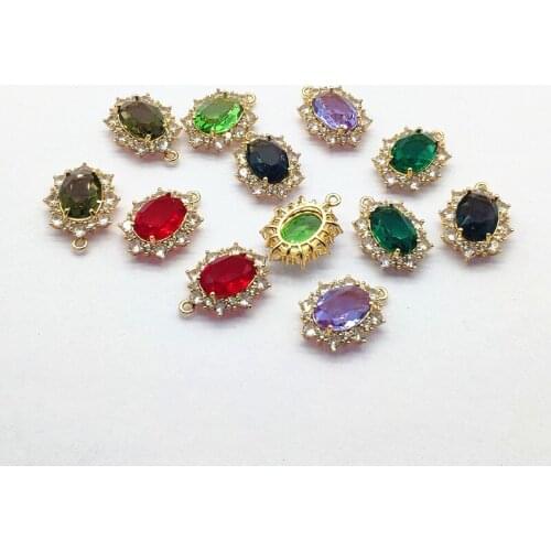 New arrival! 24x18mm 30pcs Oval Crystal/CZ Charm for Hand Made Necklace/Earrings DIY parts,Jewelry Findings & Components