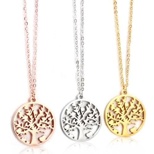 Titanium steel simple cold wind big tree hollow female necklace accessories