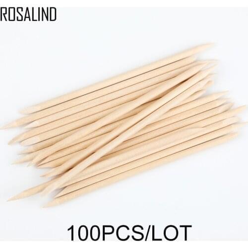 ROSALIND 100PCS/Lot Orange Sticks Wood Cuticle Pusher Nail Art Remover Set For Manicure Pusher for Nails
