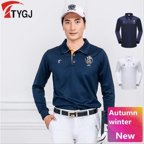 2019 New Autumn winter Korean style golf apparel sportswear Mens long-sleeved button lapels T-shirt men sports breathable shirt
