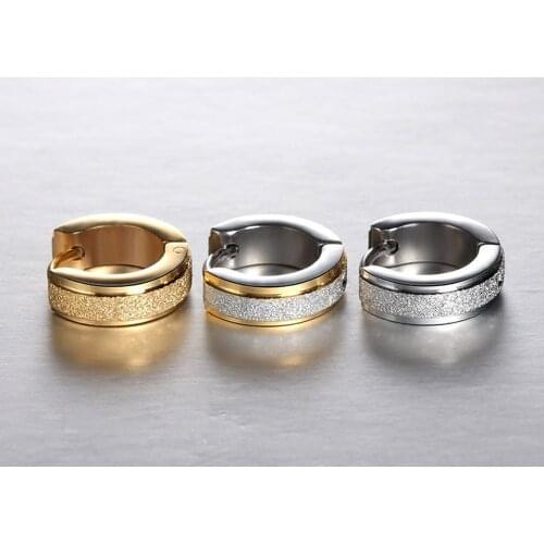 1 Pair Simple Circle Stainless Steel Hoop Earrings Jewelry Dull Polish Exquisite Unisex Fashion Women Punk Style Hoop Earrings