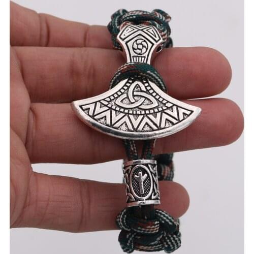 Slavic Perun Axe Kolovrat Trinity Viking Runic Bracelet Paracord Amulet Beads Hand Made Multicolor Rope Gift Jewelry Wholesale