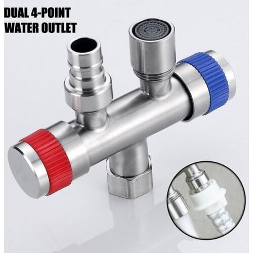 Stainless Steel 1 In 2 Out 2 Way Water Spliter Faucet Hose Bibb for Washing Machine In Stock