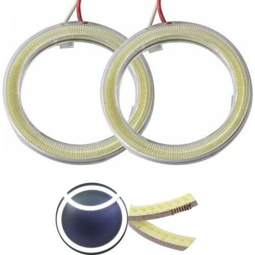 Super Bright!! 1Pair COB 80MM Car Led Headlight Car Angel Eye Auto Halo Ring Warning Lamps with Cover Lampshades Bright COB Chip