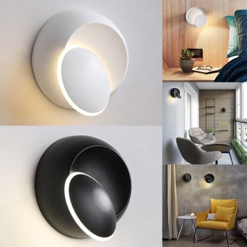 5W LED Wall Lamp 360 Degree Rotation Adjustable Bedside Lights AC85-265V Creative Wall Lights Aisle Porch Bedroom Round Lamp D30