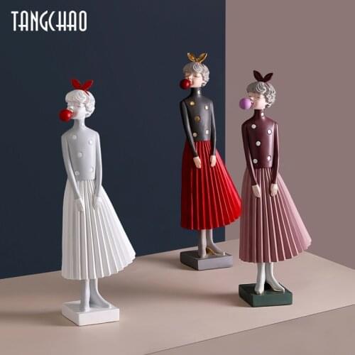 TANGCHAO Home Decor Bubble Girl Figurine Modern Resin Sculpture Statues Home Living Room Decoration Home Decoration Accessories
