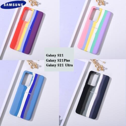 Ranibow Candy Color Case For Samsung Galaxy S21 Ultra Plus S 21 S21+ Original Liquid Silicone Cover Full Protection Shell &Logo
