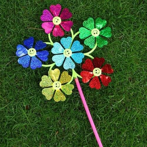Windmill Glow 6 Wheels Garden Decoration Yard Garden Lawn Ornaments Colorful Outdoor Spinner Party Gift Toy For Baby Girls Boys