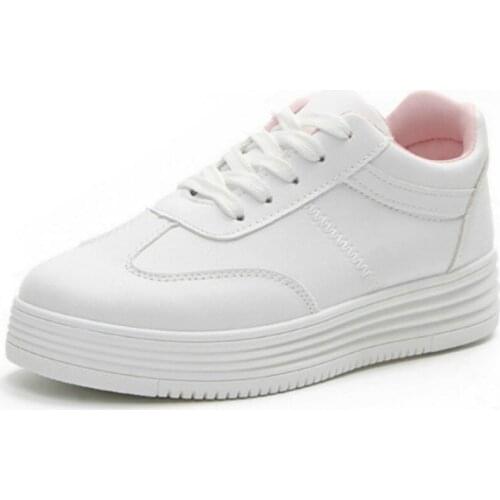 Women Sneakers Fashion Breathble Vulcanized Shoes Pu Leather Platform Lace Up Casual White Increase Tenis Feminino Zapatos D6-50