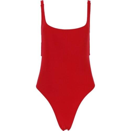 69HD Women Sexy Push Up One-piece Backless Solid Retro Triangle Swimsuit Swimwear
