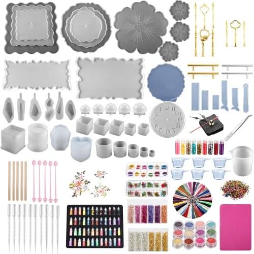 1 Set Mixed Style Epoxy Resin Molds Set Silicone Mold UV Casting Tools Materials Resin Casting Molds for DIY UV Epoxy Kits
