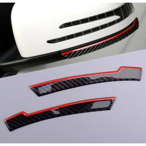1 Pair Door Mirror Bottom Strips Edge Trim Anti-Collision Guard Car Real Carbon Fiber Fit For Benz W176 W246 W204 W212 X156 GLE