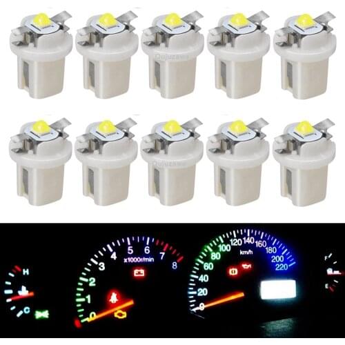 10pcs New T5 B8.5D 8.5D B8.5 Super Bright Cree Chip LED Bulbs Car Dashboard Warming Indicator Wedge Lamps Auto Instrument Lights