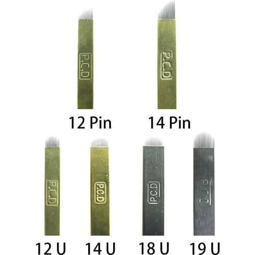 12pin、14pin、12U、14u、18u、19u Micro Blade Tattoo Needle Permanent Makeup Individual Packaging Nano Golden Eyebrow Piercing thorn