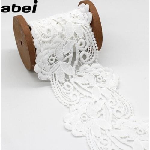 2yards/lot 10cm width White flower water soluble Lace Edge Trims Ribbon DIY Sewing Material Wedding Craft Garment Accessories