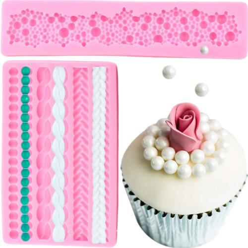 3D Pearl Knit Rope Cake Border Silicone Mould DIY Wedding Fondant Cake Decorating Tools Candy Clay Chocolate Gumpaste Moulds