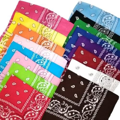 55*55cm Fashion Black Scarf 100% Cotton Hip-Hop Paisley Square Scarf Punk DIY Wrap Band Head Hair High Quality Scarf