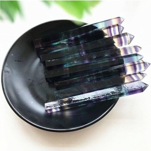 90-110mm Natural Rainbow Fluorite Obelisk Quartz Crystal Reiki Wand Tower Point Healing Natural Stones and Minerals