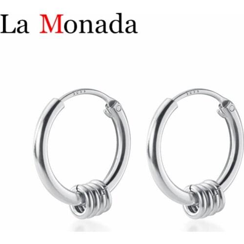 925 Sterling Silver Black Small Mini Circles Hoop Earrings Wear on Ear Bones Buckle Simple Trend Women Men Ear Jewerlry