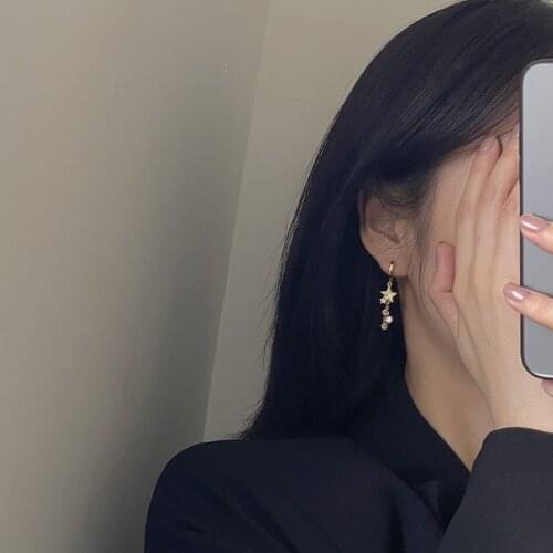 925 Sterling Silver Earring Fashion Zircon Star Personality Cross Short Drop Earring Cute Pony Earring Woman Girl Ear Jewelry