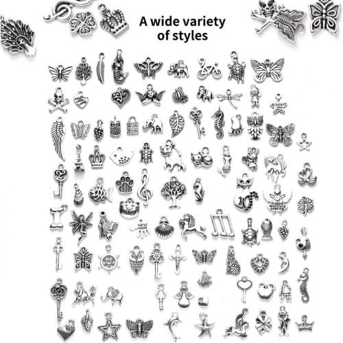 94 Pieces Wholesale Bulk Jewelry Mixed Smooth Tibetan Silver Metal Pendant Pendant DIY Necklace Bracelet Jewelry Making