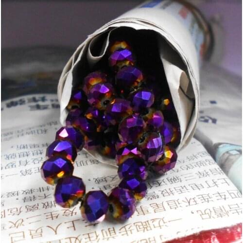 Shining Purple Color 8mm 70pcs Rondelle Austria faceted Crystal Glass Beads Loose Spacer Beads for Jewelry Making