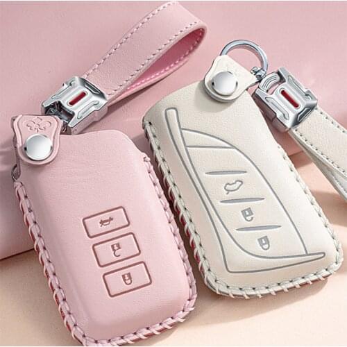 Genuine Leather Car Cover Key Fob Shell Case Keyring For Lexus IS RX ES NX LS SC RC GS RX
