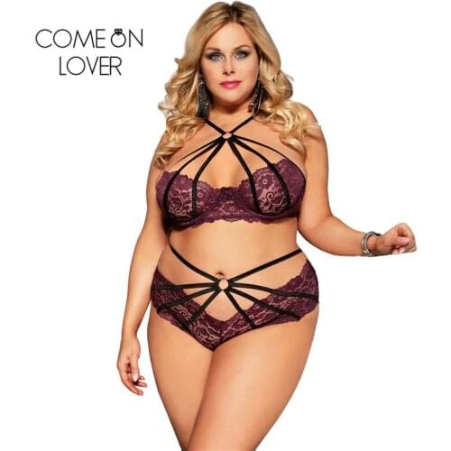 Comeonlover Lace Floral Erotic Bras Set for Women New Arrival Thin Cup Underwear Bralette Set Cross Strap Porno Lingerie RE80577