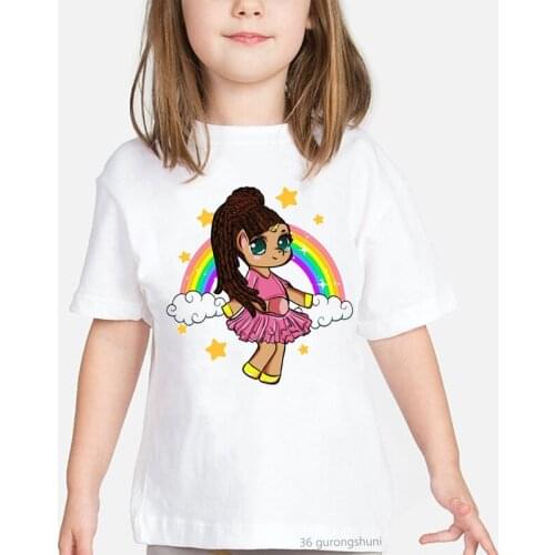 Black Girl Magic Unicorn Long Hair Brown Skin Print Children New T-shirt Cute Girl Kids Summer Tops Tshirts Kids Clothing