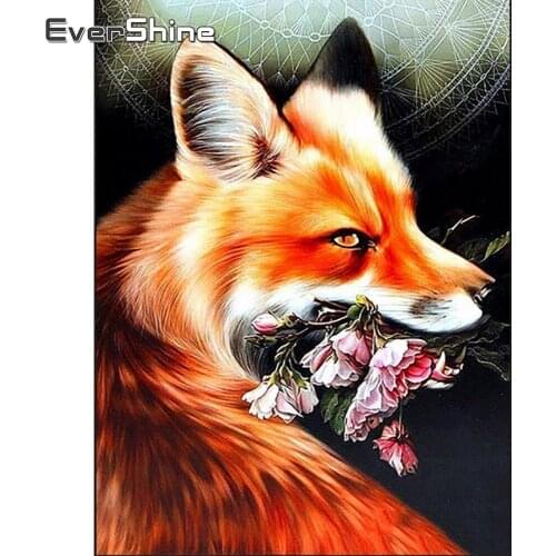 Evershine Diamond Painting Animals Fox 5D DIY Embroidery Sale Needlework Full Square Rhinestones Home Decoration