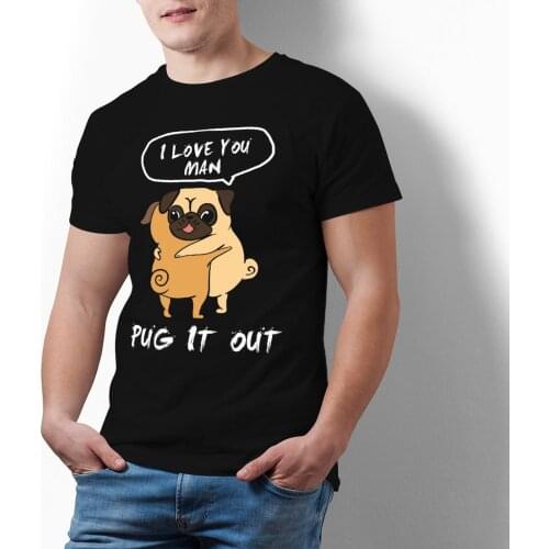 Pug Dog Tshirt Fashion 100 Cotton Short-Sleeve T Shirt Print Classic T-Shirt Mens Oversize