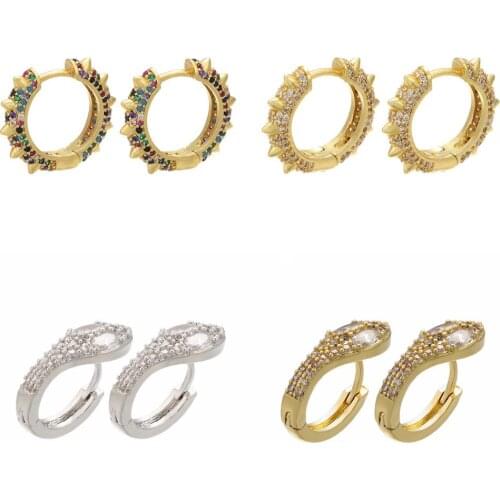 HECHENG 8colors Round Small Stud Earrings Wholesale for Women Rainbow Colorful CZ Copper Earring Charm Jewelry Gift VE76