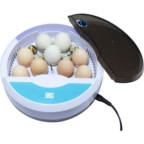 HHD Mini 9 Egg Automatic Egg Incubator Automatic Chicken Hatching Humidity Control Brooder Poultry Quail Egg Tray Digital LED