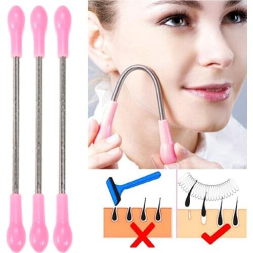Stainless Steel Beauty Face Hair Removal Body Hair Cleaning Facial Hair Makeup Spring Bend Epilator Stick Tool