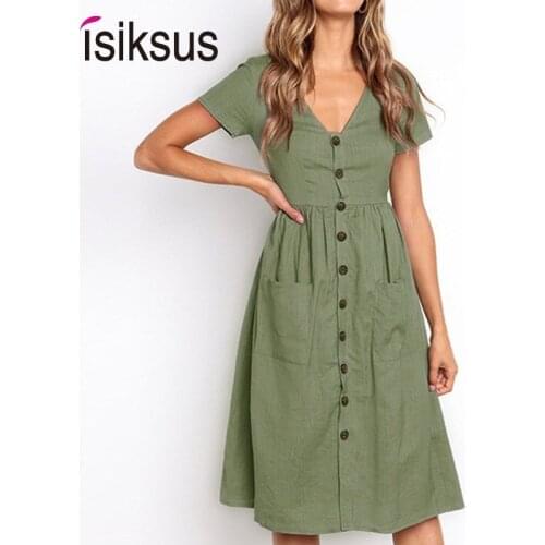 Isiksus Summer Dresses With Buttons