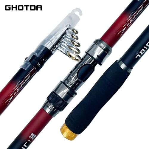 GHOTDA 2.1m 2.4m 2.7m 3.0m 3.6m Carbon Telescopic Carbon Fishing Rod Superhard Travel Casting Spinning Rod