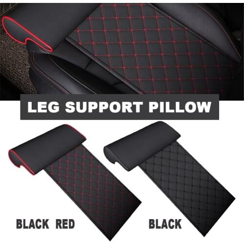 Automobile Seat Leather Leg Pad Support Extension Mat Soft Foot Support Leg Leather Cushion Knee Pad Memory Universal Black