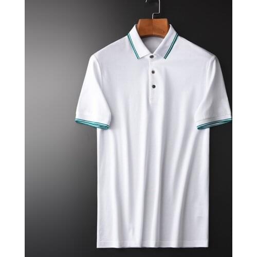 Summer Mens Luxury Yarn Dye Contrast Color Business And Casual Men Plus Size 4xl Slim Fit T-shirts Man