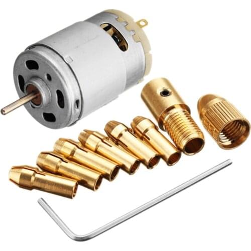 Mini hand drll 1Pc Dc 12V 500Ma Mirco Motor With 6Pcs 0.5-3.2Mm Drill Collet Electric Pcb Tool Set