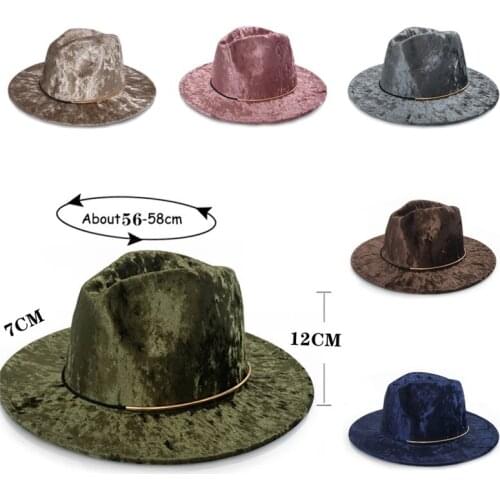 Men Fedoras Solid color Jazz Hats Golden Velvet Cowboy Hat For Women Winter Warm Cap White Black Bowler Hat Wholesale 2020