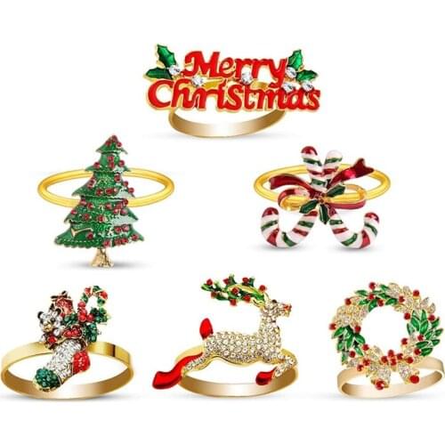 LUDA Christmas Napkin Rings Of Set 6, Delicate Table Decors For Christmas Holiday Wedding Banquet Birthday Daily Table Deco
