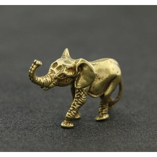 2021 New Pure Copper Mini Elephant Figurines for Home Decoration Office Tea Pet Antique Desktop Animal Ornaments Bronze Crafts