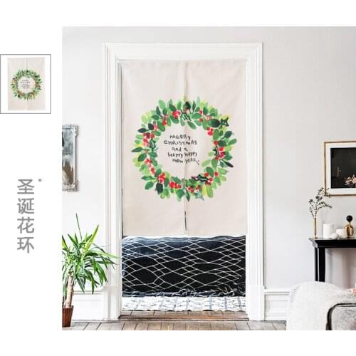 New Year gift cloth curtain toilet partition half shade porch kitchen study bedroom drapes Merry Christmas wreath decorations