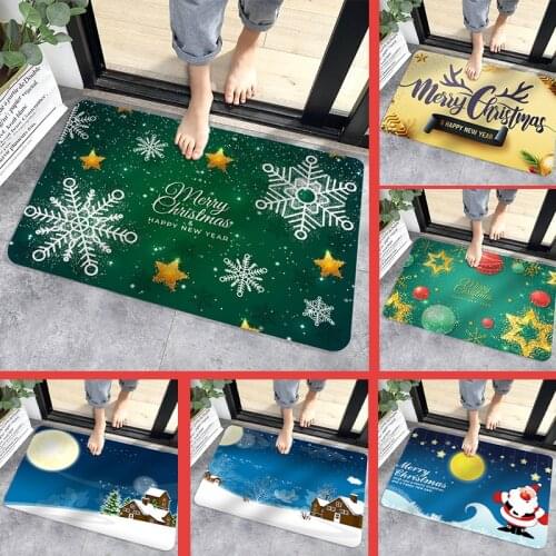 New Christmas Mat Santa Claus Elk Floor Mat Xmas Non-slip Doormat Kitchen Bathroom Decor 2021 Merry Christmas Decor For Home