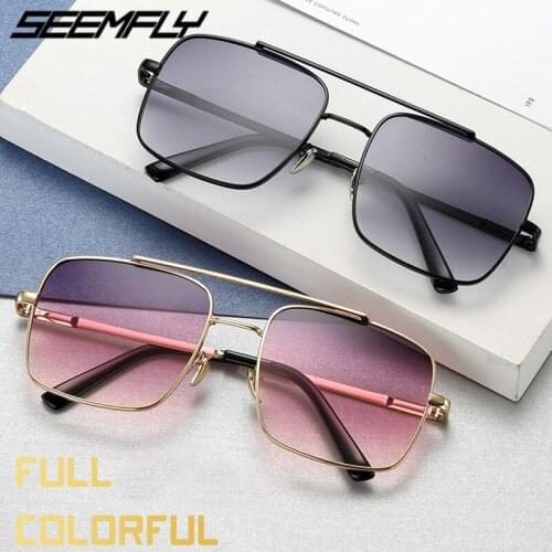 Seemfly Fashion Metal Square Frame Sunglasses Vintage Women Men Sun Glasses Unisex Eyewear UV400 Shads Spectacle Male Goggle